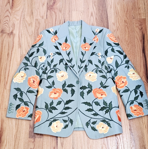 Addicted Bespoken Floral Embroidered Statement Blazer Men’s M - Picture 5 of 14